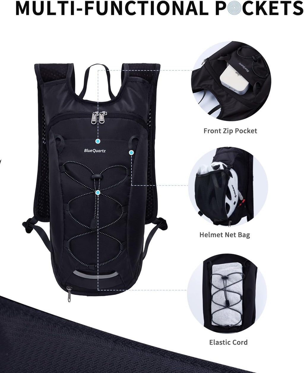Blue Quartz Hydration Backpack with 2L Water Bladder, Hiking Water Pack with Insulated Compartment for Women Men, Lightweight Cycling Daypack with Phone Pocket, Hydration Pack for Running,Biking