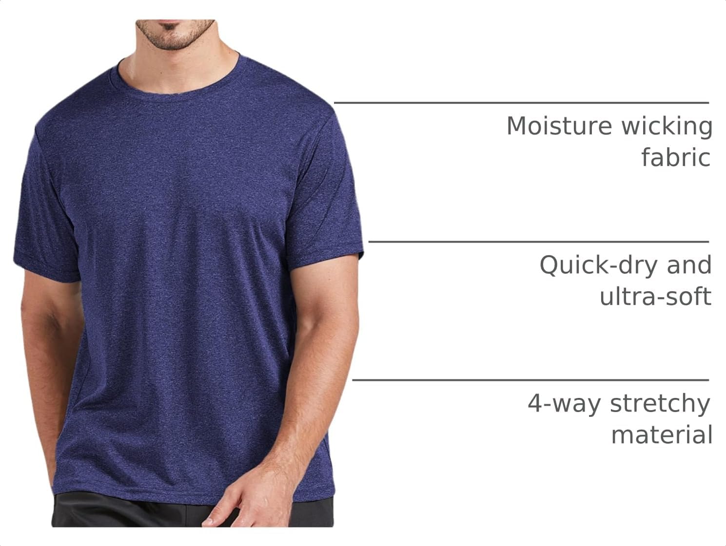 5 Pack Men's Dry Fit T Shirts Athletic Running Gym Workout Short Sleeve Tee Shirts for Men