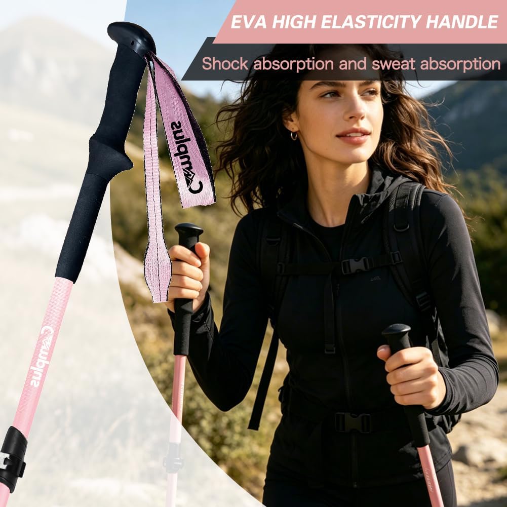 2 Pack Adjustable Hiking Trekking Poles Telescoping Walking Sticks