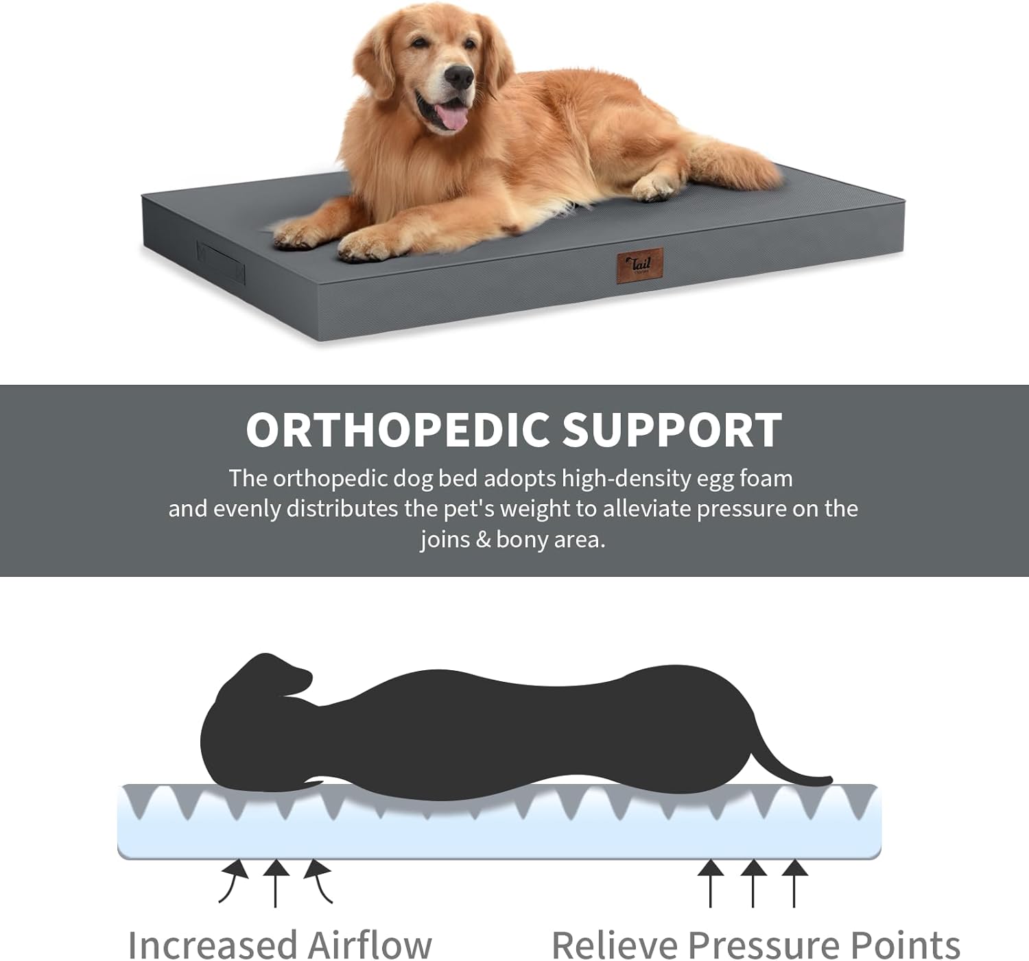 Outdoor Waterproof Orthopedic Dog Bed for Medium Size Dogs