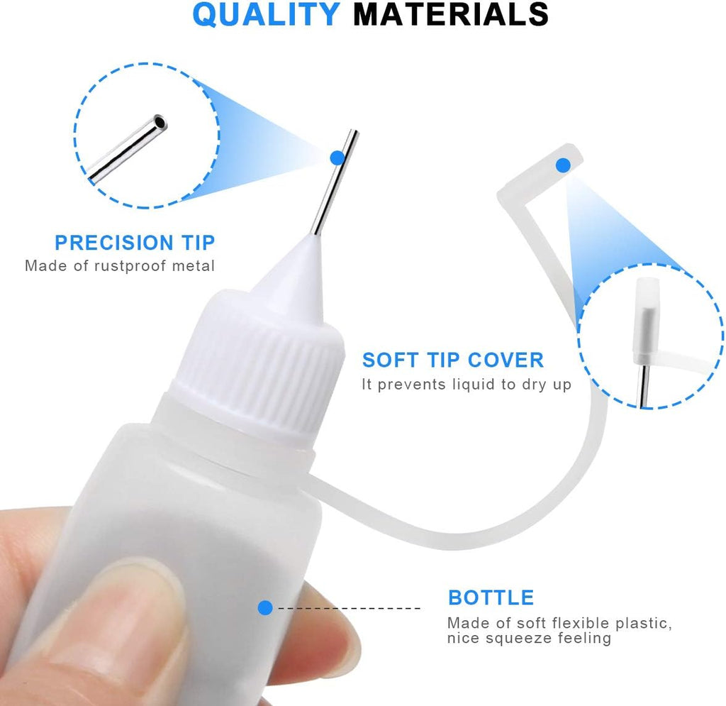 Adecco Precision Tip Applicator Bottle, Glue Applicator Bottles, 50 PCS 15ml Precision Tip Applicator Bottles with 10 Plastic Funnels, for Acrylic Painting, Quilling, Alcohol Ink(Precision Tip Bottle)