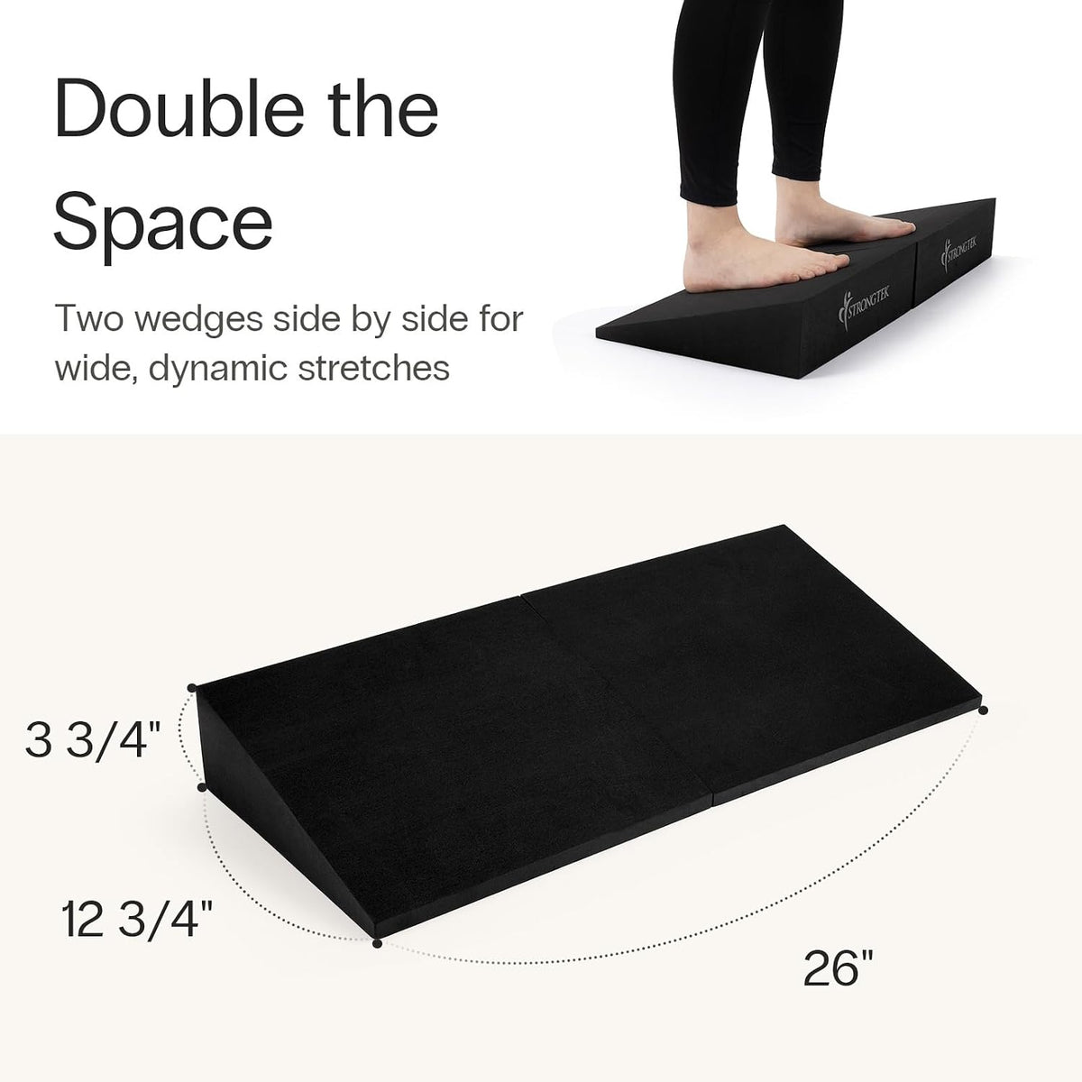 StrongTek Yoga Wedge Blocks, XL Foam, 16.5°, 13 x 12.75 x 3.75 in, 2-Pack