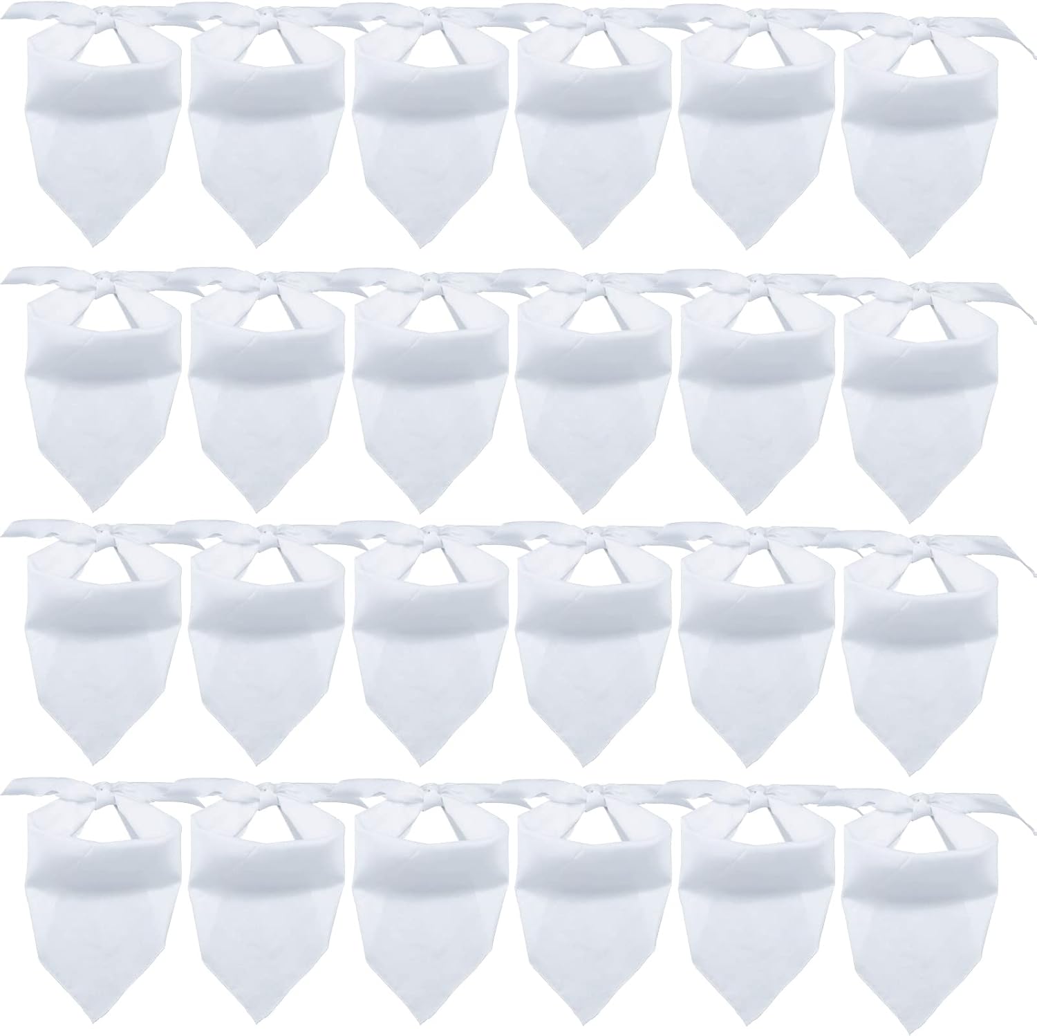 24 Pieces Sublimation Pet Bandanas White Heat Transfer Triangle Dog Scarf Blank Big Washable DIY Polyester Dog Bibs Kerchief Apparel Accessories for Dogs Puppy Cats (White-24Pack)