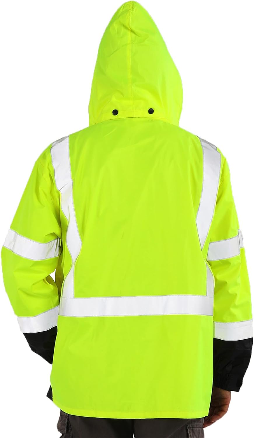 sesafety Hi Vis Rain Jacket, Rain Suits for Men Waterproof withBlack Bottom