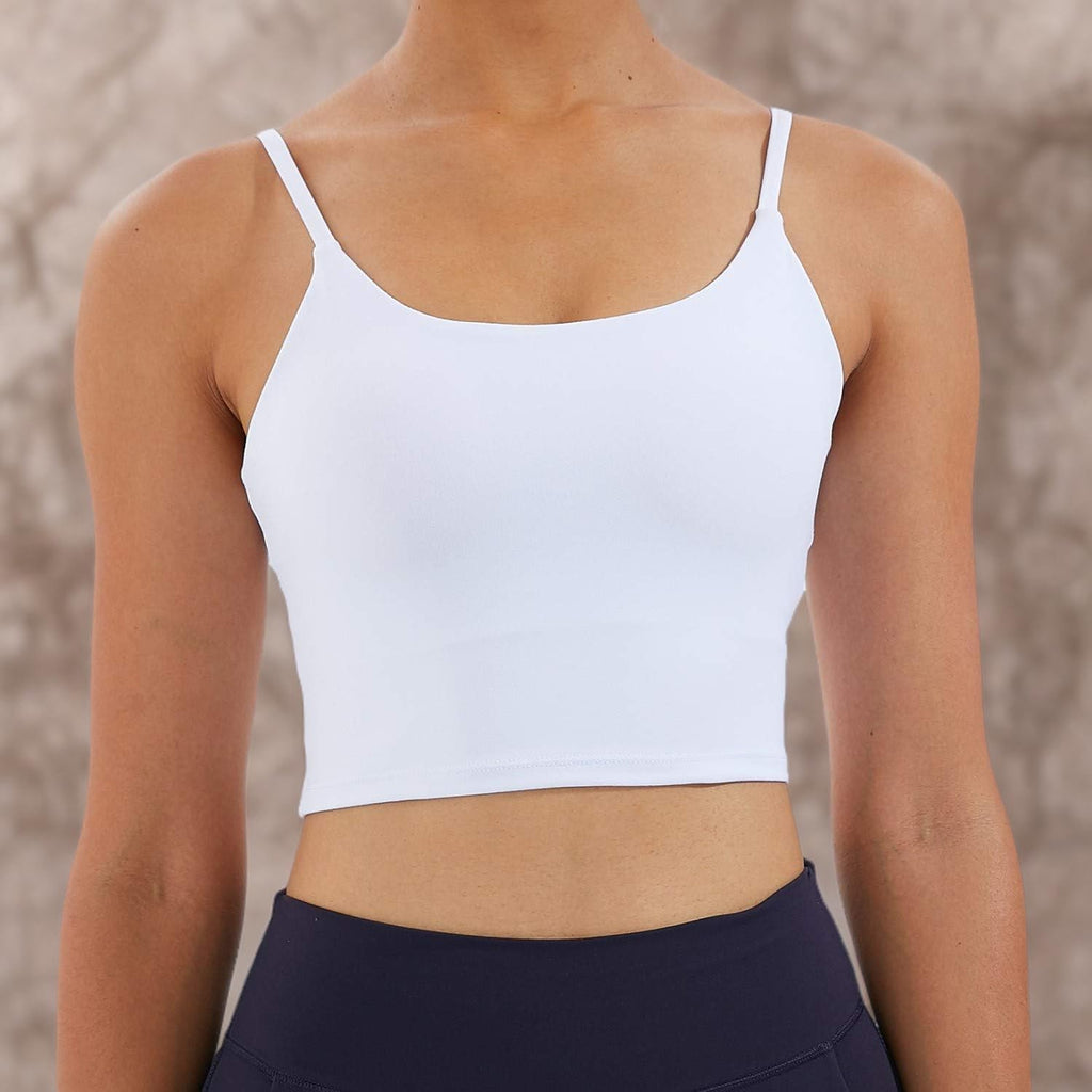 Women's Strappy Stretch Sports Bra Longline Yoga Tank Top Fitness Bra Workout Camisole Crop Tops for Teen Girl