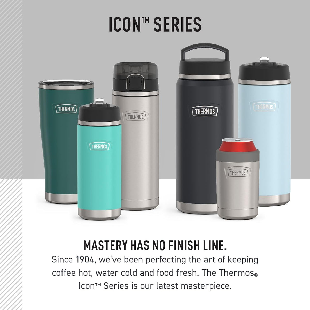 THERMOS ICON SERIES, Stainless Steel Water Bottle with Spout - 24 Ounce, Matte Stainless Steel - Vacuum Insulated Water Bottle with Lid