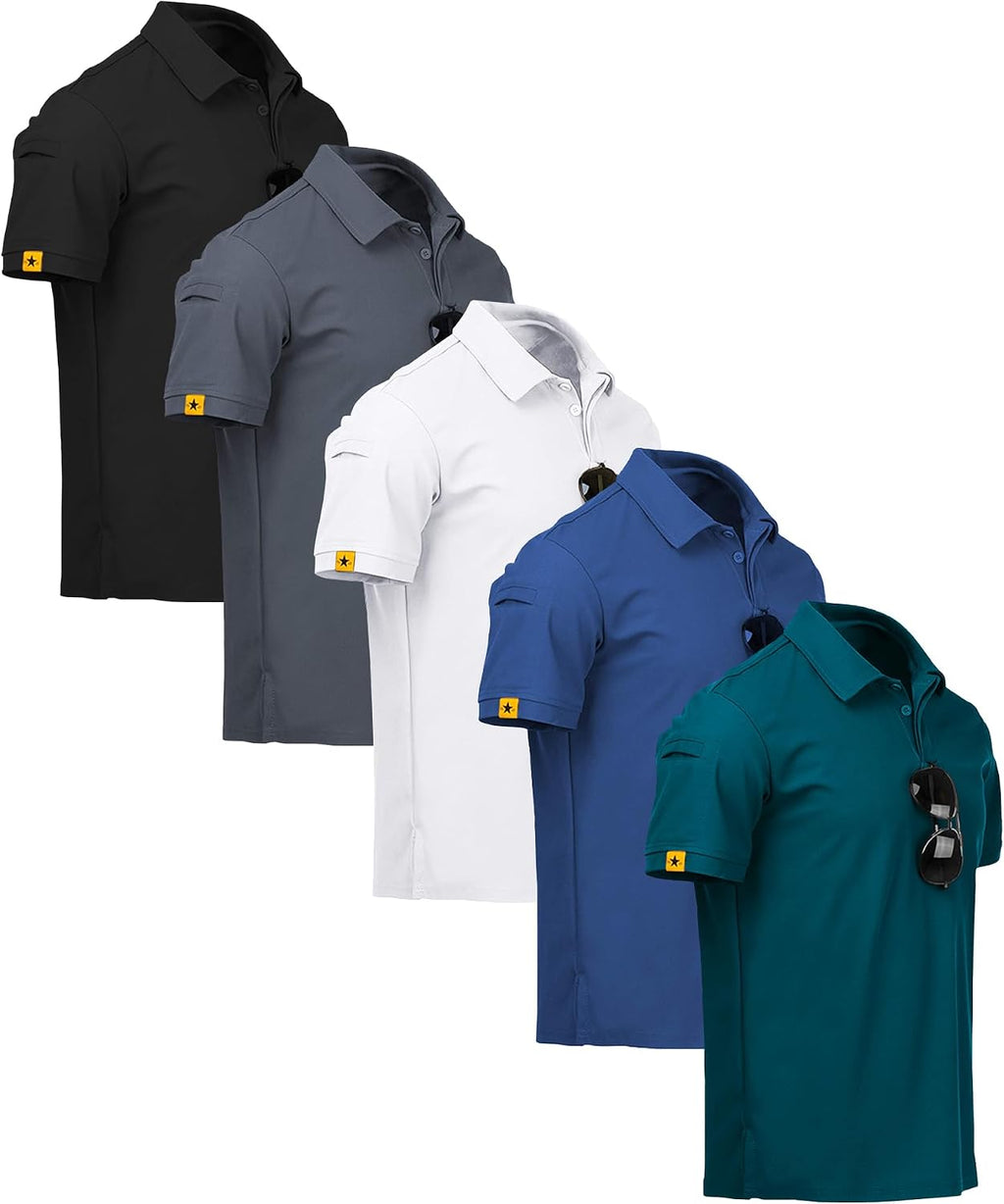 ZITY 5 Pack Mens Polo Shirt Short Sleeve Moisture Wicking Golf T-Shirt