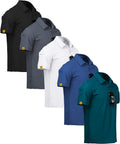 ZITY 5 Pack Mens Polo Shirt Short Sleeve Moisture Wicking Golf T-Shirt