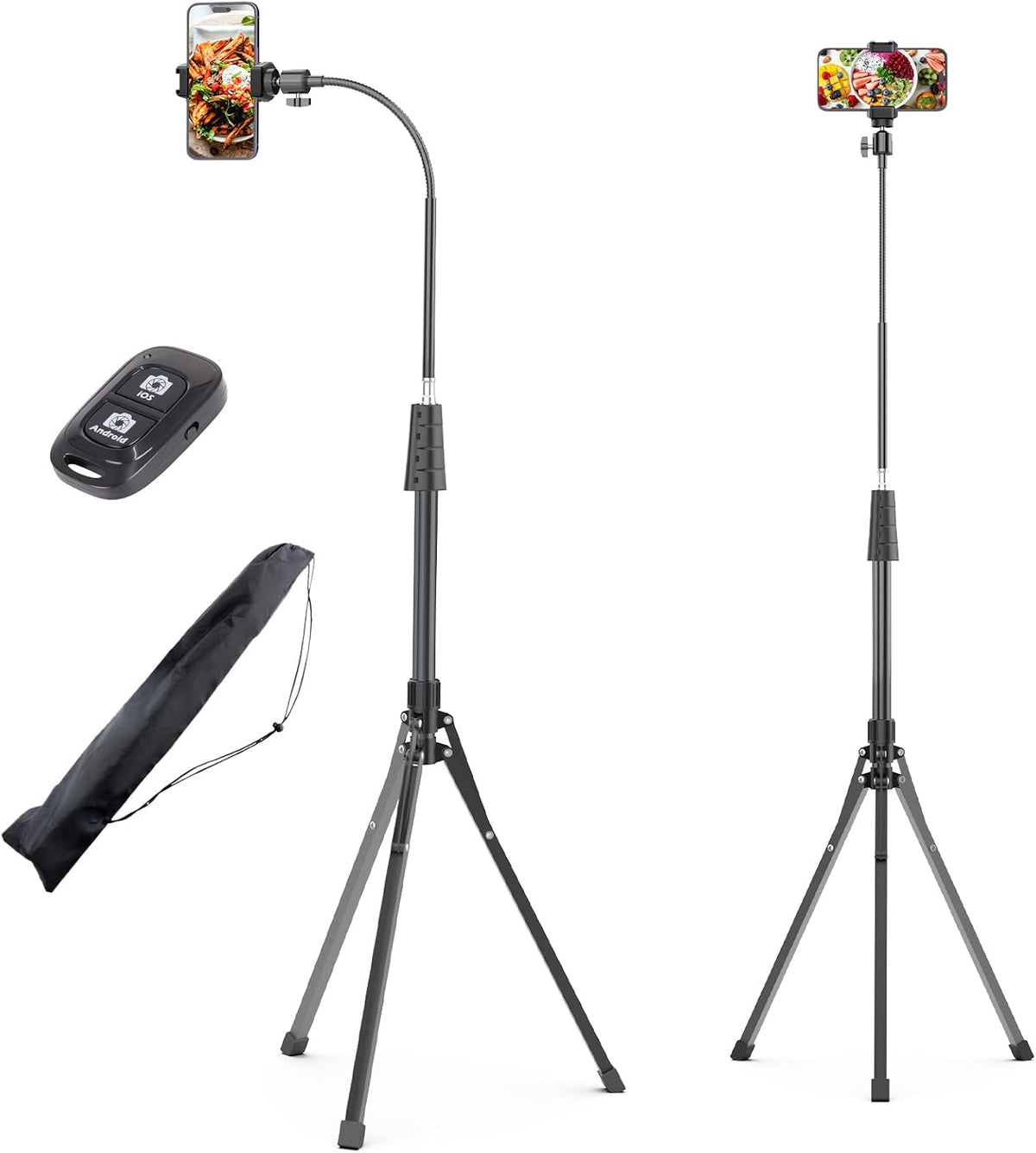 UBeesize 67" Phone Tripod & Selfie Stick, Camera Tripods Stand with Wireless Remote and Phone Holder,Compatible with iPhone Android Phone, Perfect for Selfies/Video Recording/Live Streaming Black
