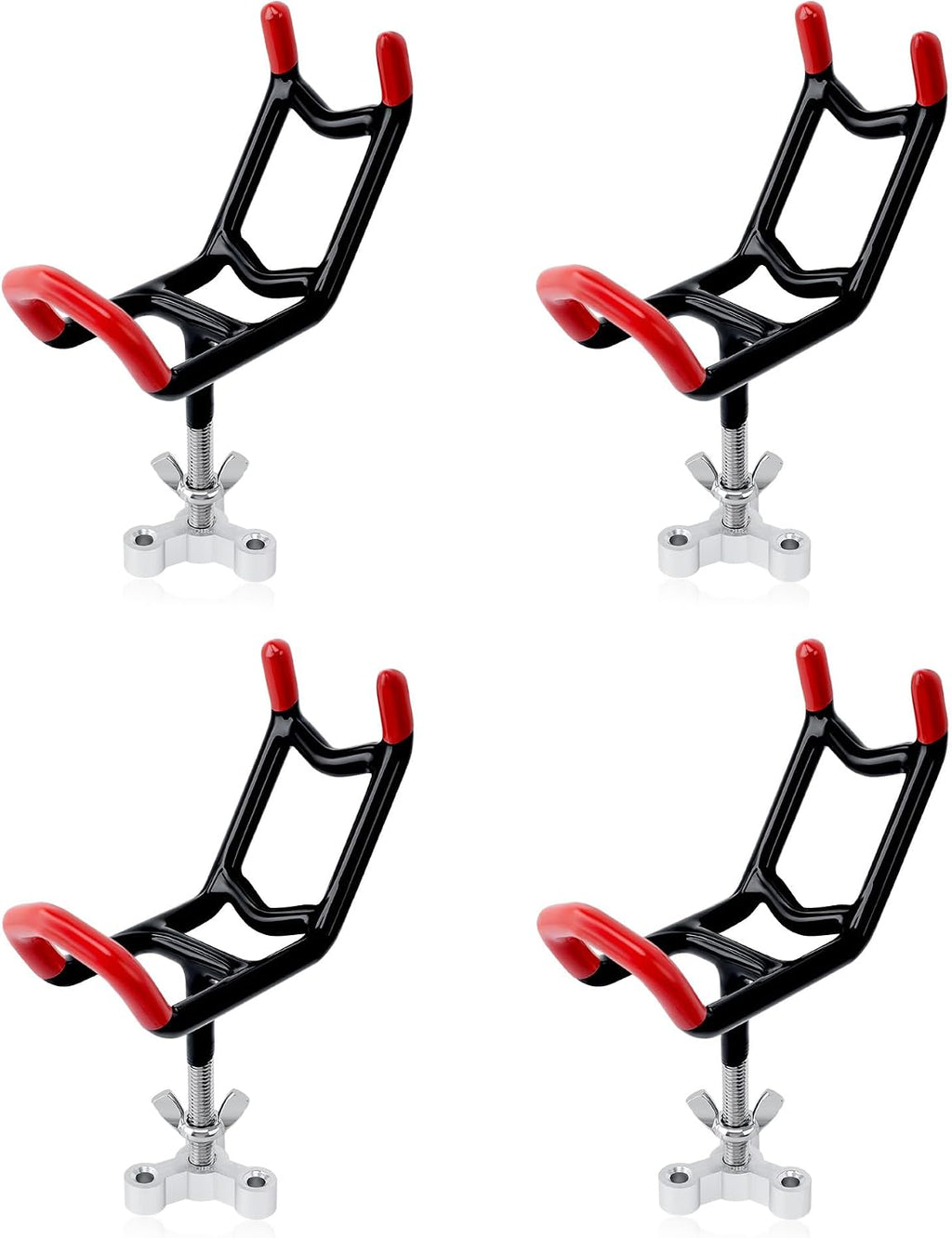 Dual-Angle Boat Fishing Rod Holder Rest, 4 Pack, 5° & 25° V-Shape Rod Cradle with Anti-Slip Rubber Tips, 3/8”-16 Thread Mount