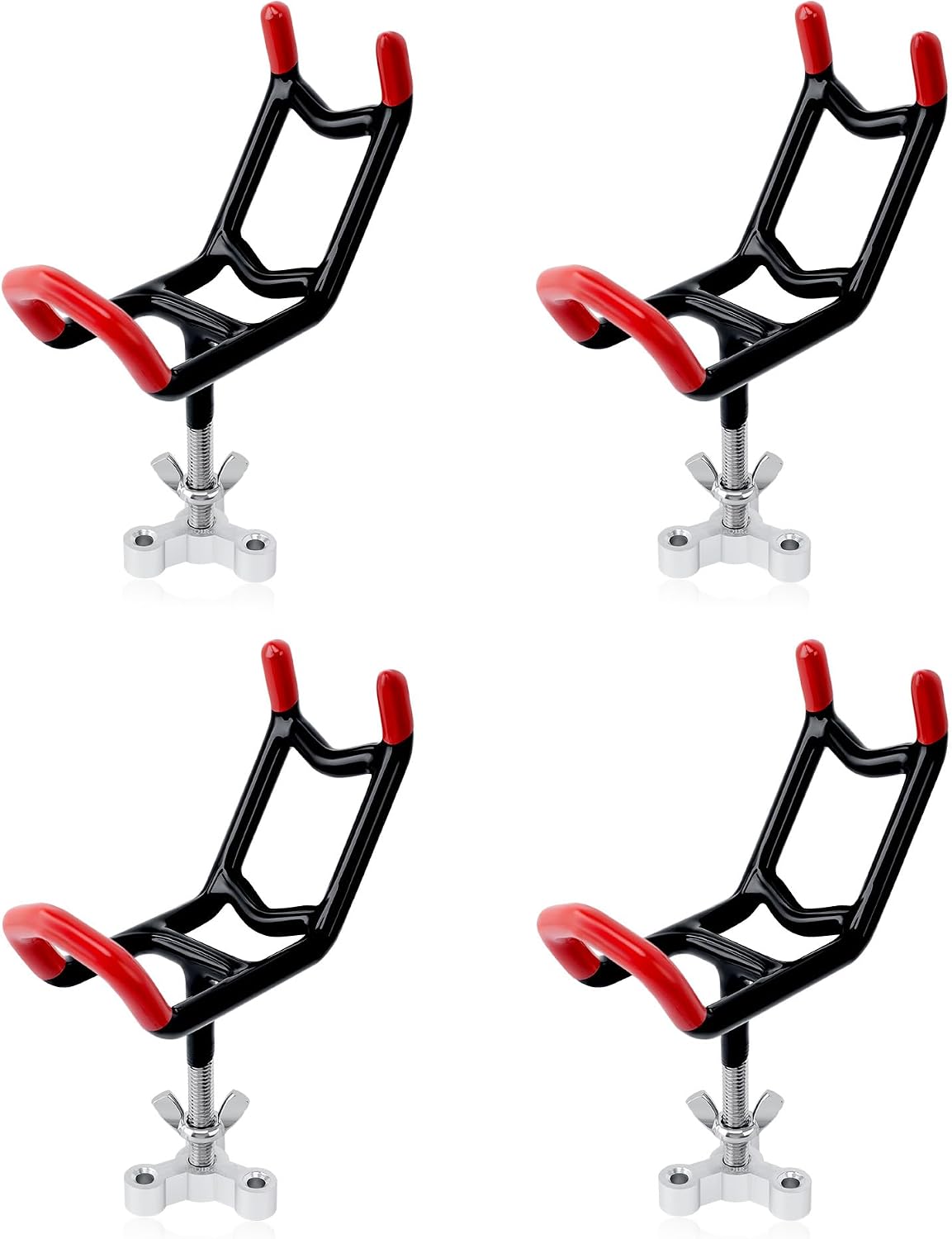 Dual-Angle Boat Fishing Rod Holder Rest, 4 Pack, 5° & 25° V-Shape Rod Cradle with Anti-Slip Rubber Tips, 3/8”-16 Thread Mount