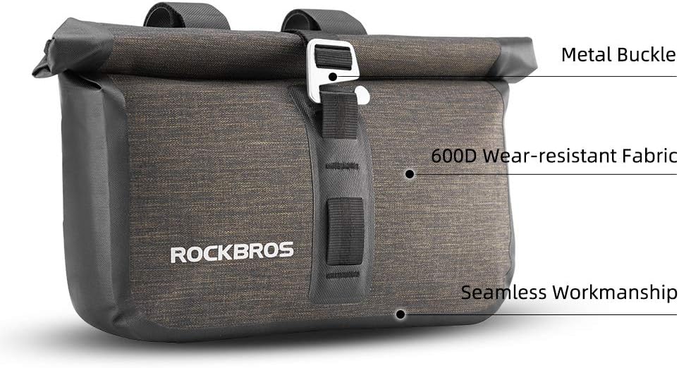 ROCKBROS Bike Handlebar Bag Waterproof 6L Roll-Top for MTB Road Bike