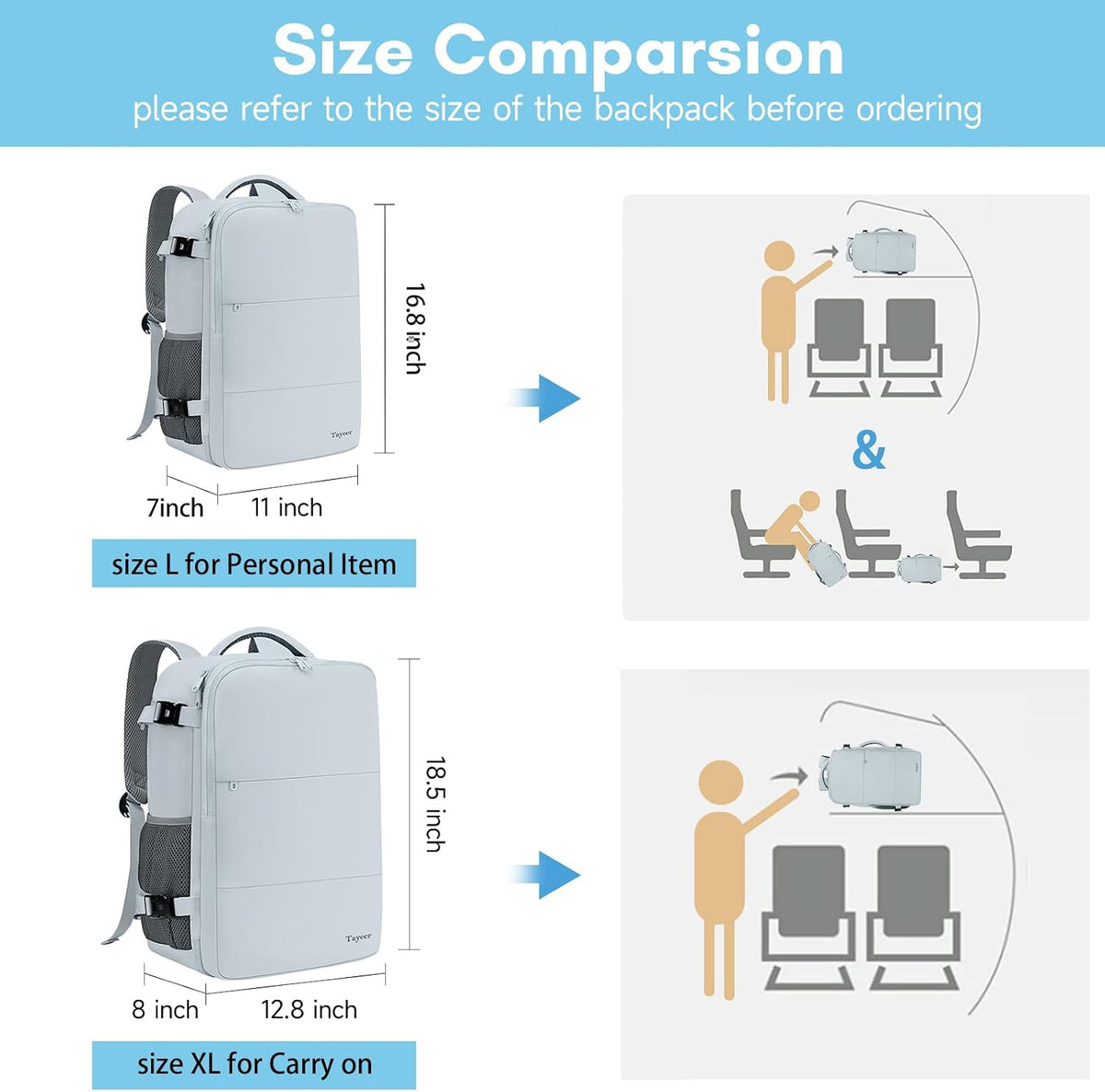 Taygeer Carry On Backpack, 40l Travel Backpack for Women Airline Approved