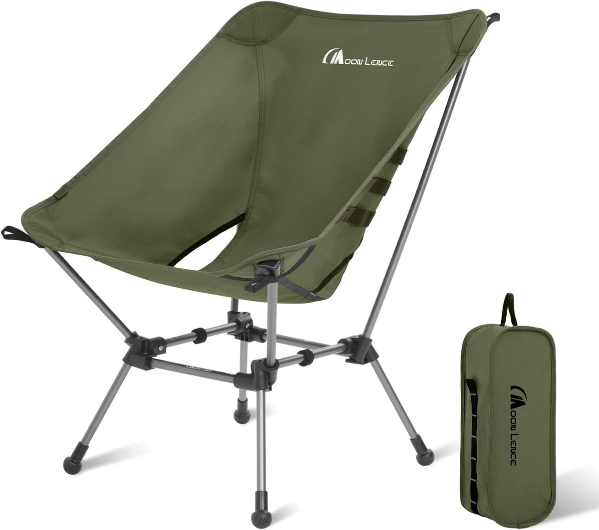 MOON LENCE Portable Camping Chair Plus, Larger & Roomier, Compact and Lightweight, Folding Chair for Backpacking Hiking Beach, Ultralight Camp Chair 330Lbs Capacity
