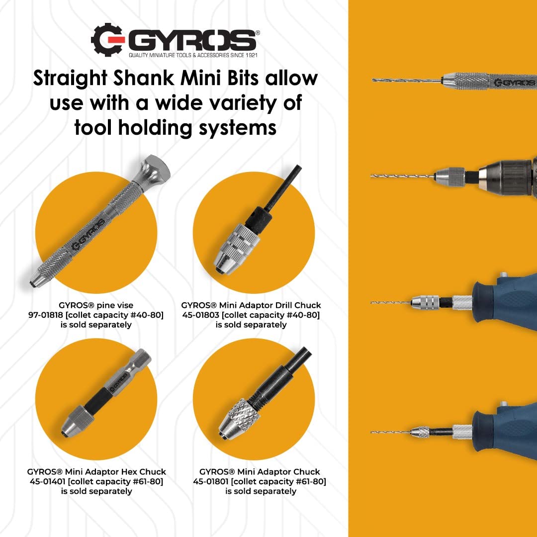 GYROS 25 PCS #51 Micro Drill Bit Set – Small Drill Bits for Jewelry, Plastic, Resin, & Soft Metal – Carbon Steel Wire Gauge Mini Twist Drill Bit Set for Pin Vise Hand Drill & Rotary Tool
