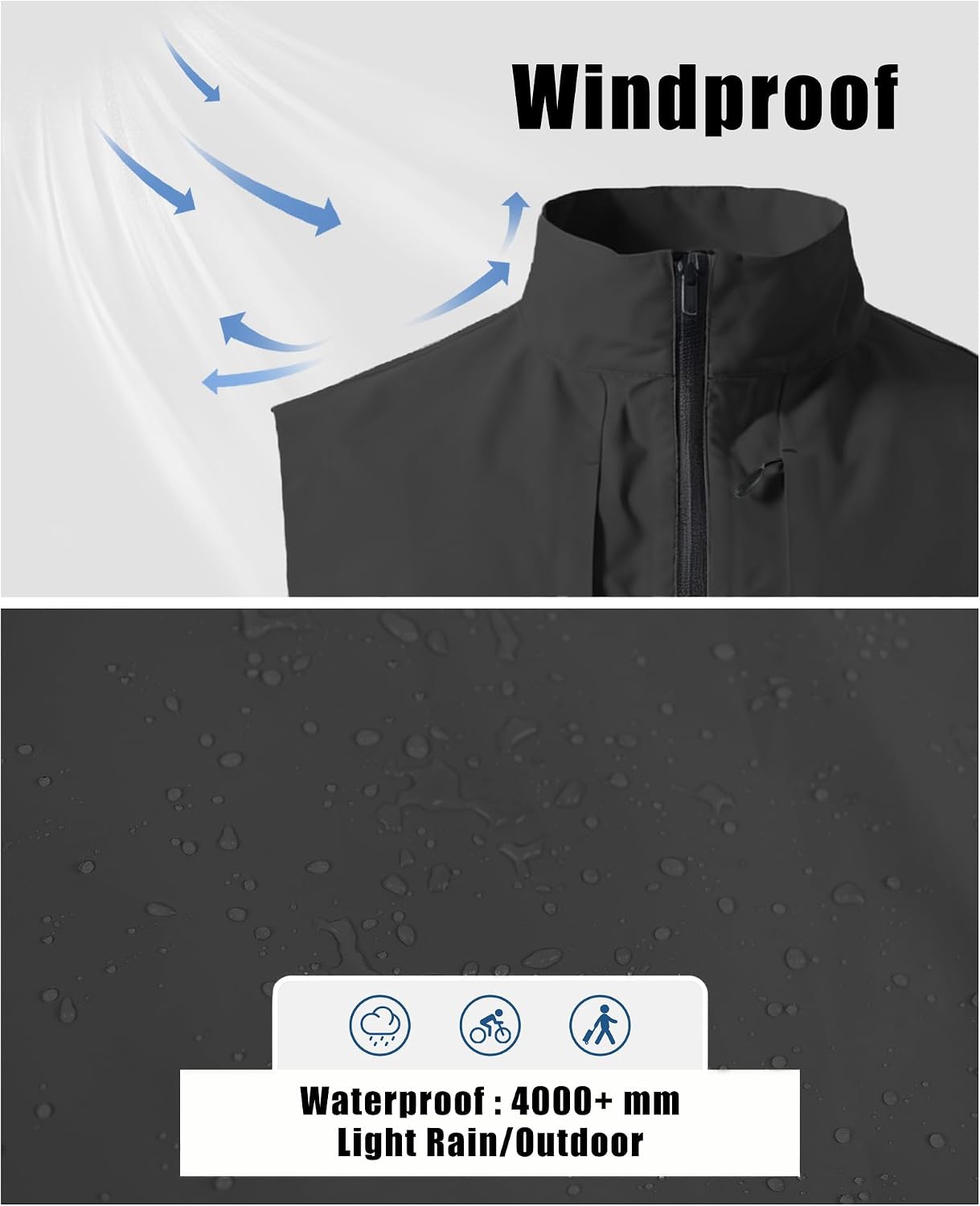 Susclude Men's Quick Dry Lightweight Softshell Vest Windproof Sleeveless Jacket for Fishing Work Golf Hiking Casual Travel