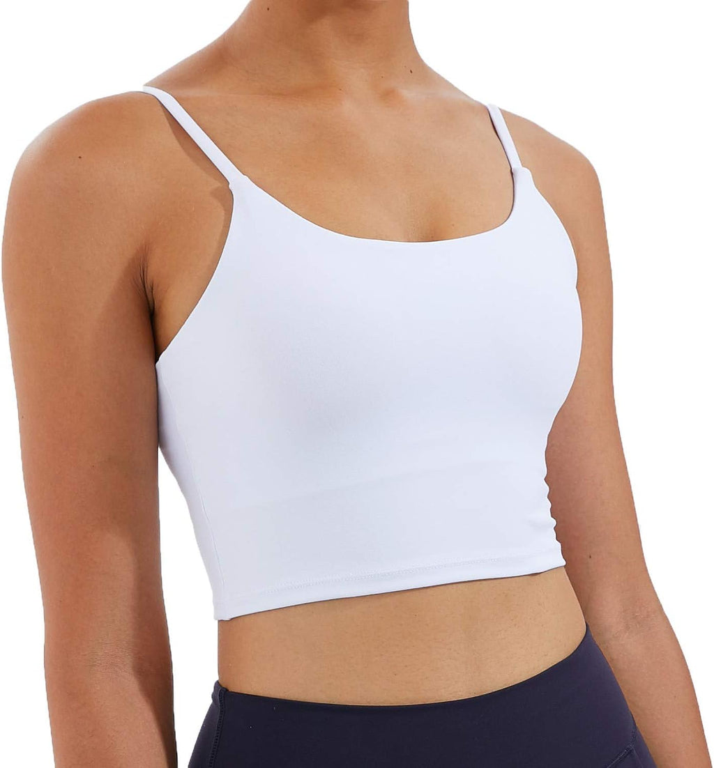 Women's Strappy Stretch Sports Bra Longline Yoga Tank Top Fitness Bra Workout Camisole Crop Tops for Teen Girl