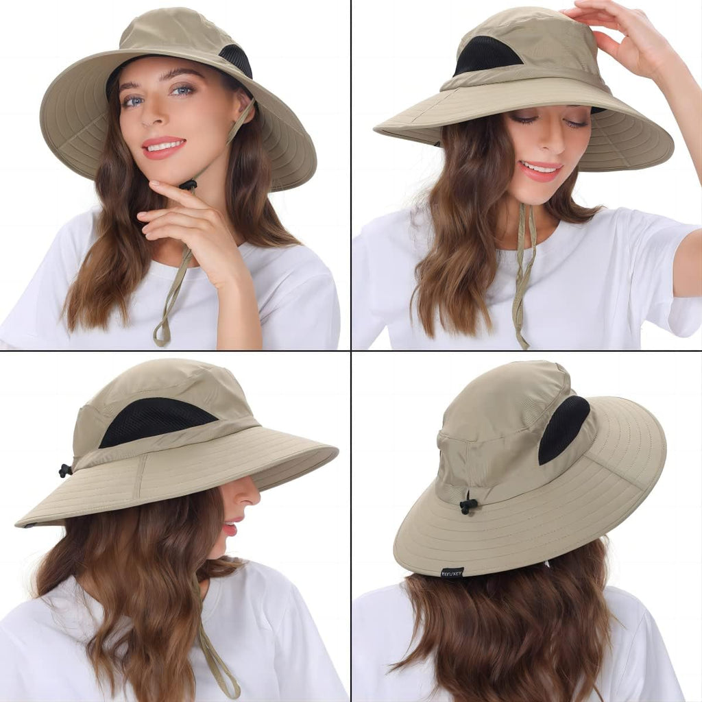 Wide Brim Sun Bucket Hat, Waterproof Boonie Hat for Men & Women