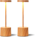 Kakanuo Wooden Rechargeable Cordless Lamp - Touch Control, 3 Color Temperature, LED Outdoor Wireless Lamp, Battery Operated Lamps, Stepless Dimmable, Set of 2