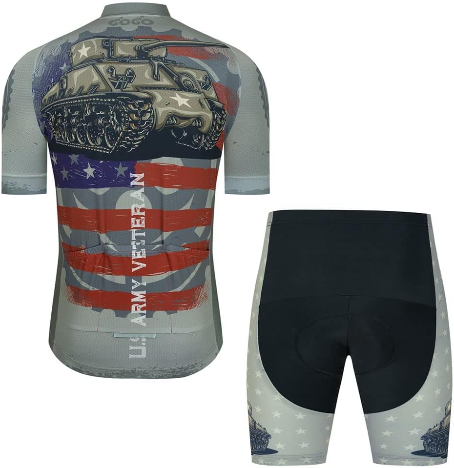 Men Cycling Jersey Set Cycle Short Sleeve Shirt and 3D Cushion Shorts Padded Suit Biking Top