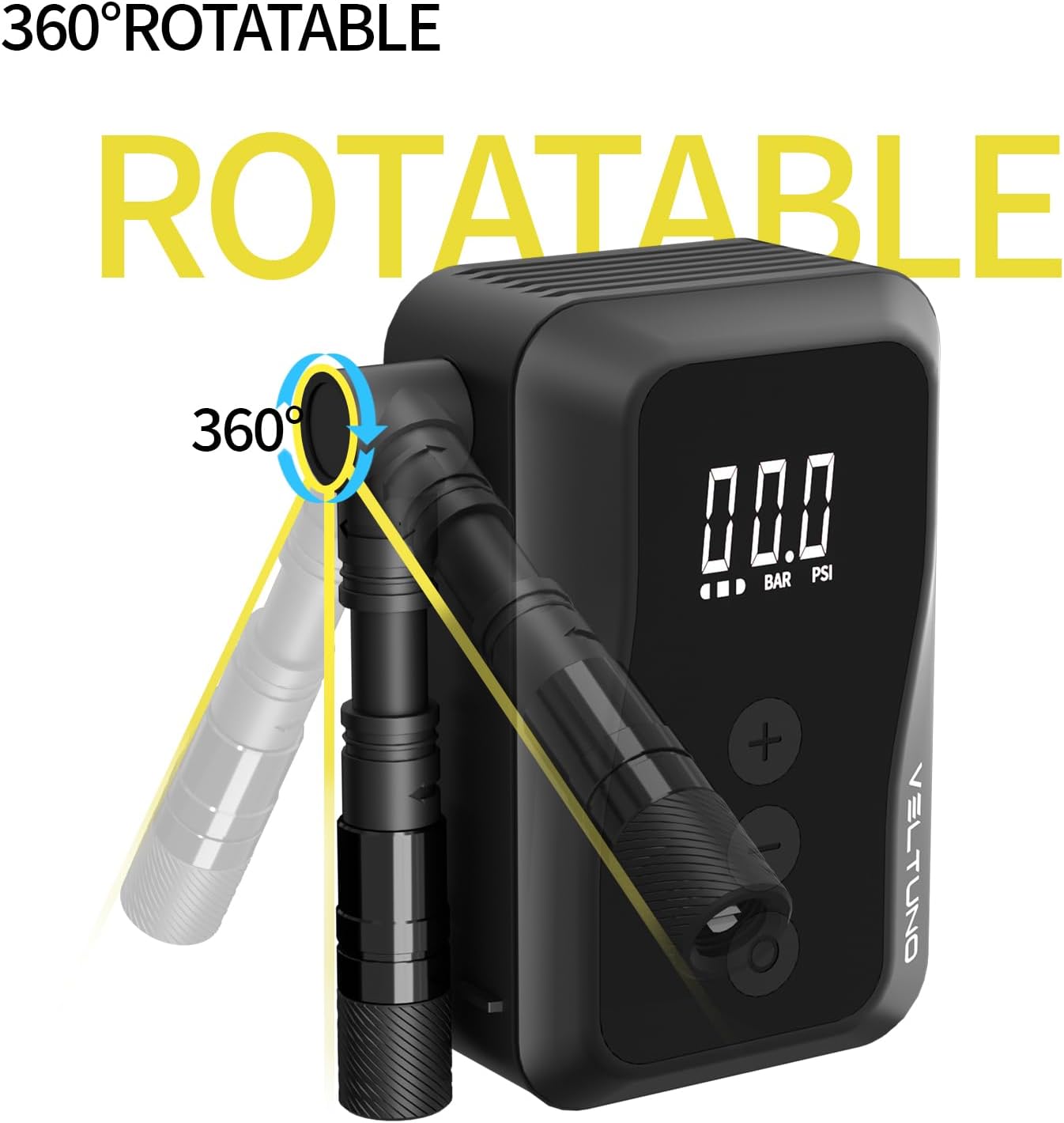 Mini Electric Bike Pump, Max 150 PSI Fast Inflation with Digital Pressure Gauge, Smart Auto Stop, USB-C Rechargeable, Presta & Schrader Valve for Road Bike, MTB, E-Bike, Motorcycle, Balls