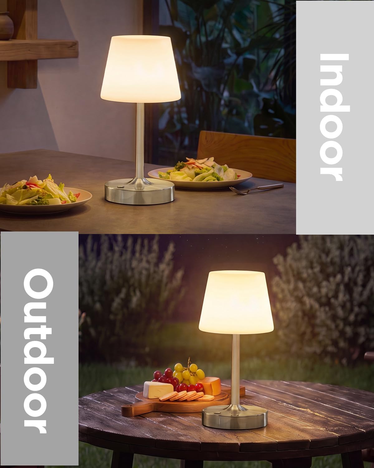 IP65 Waterproof Rechargeable Shower Lamp, Cordless Bathroom Touch Lamps