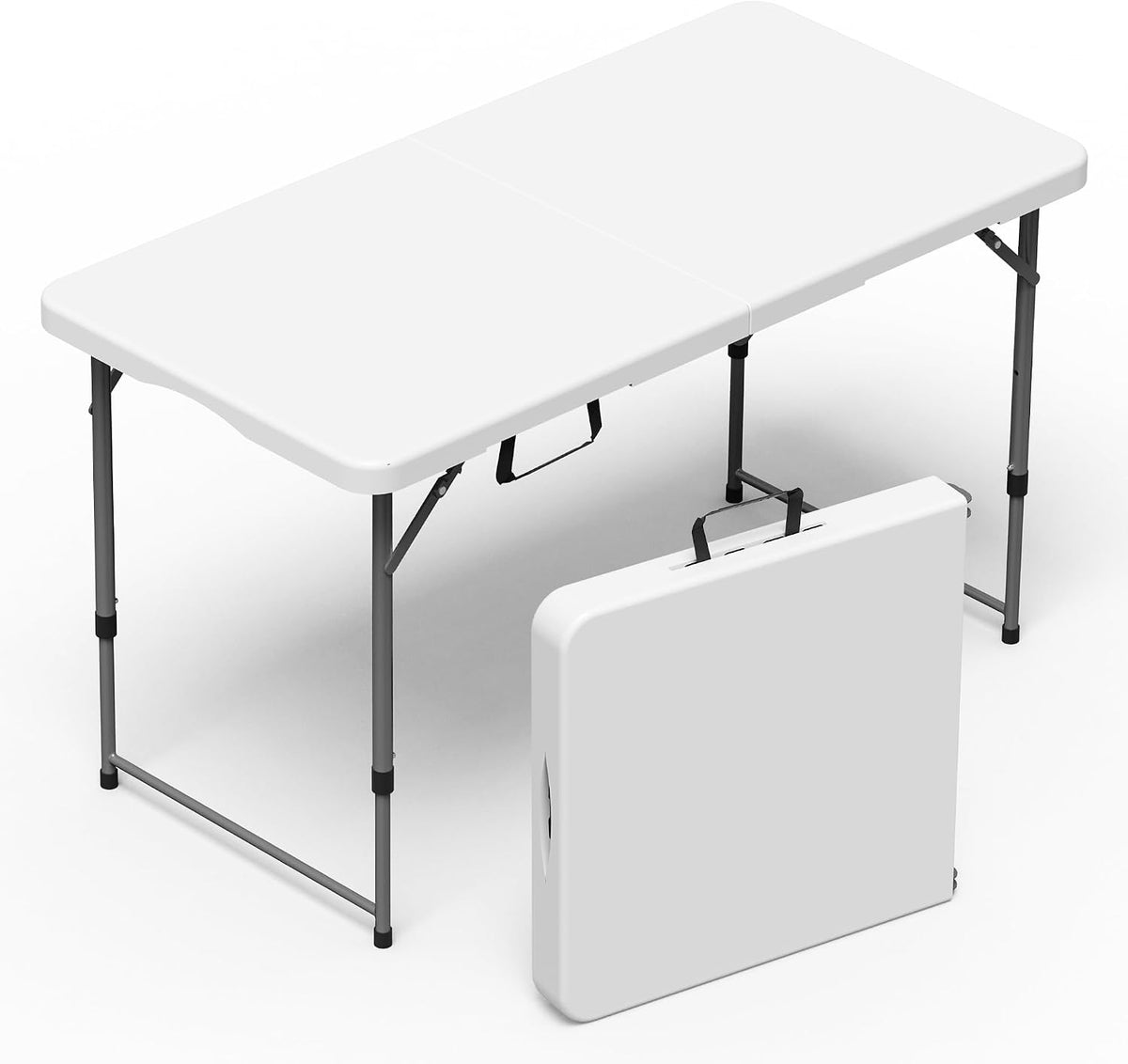 VSOAEIL 4 FT Folding Table 2 Pack Plastic Foldable Table Adjustable Height