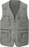 Hbufnha Men's Casual Safari Travel Vest 16 Pockets Outdoor Work Vest Sleeveless Jacket Fishing Hiking Photograph