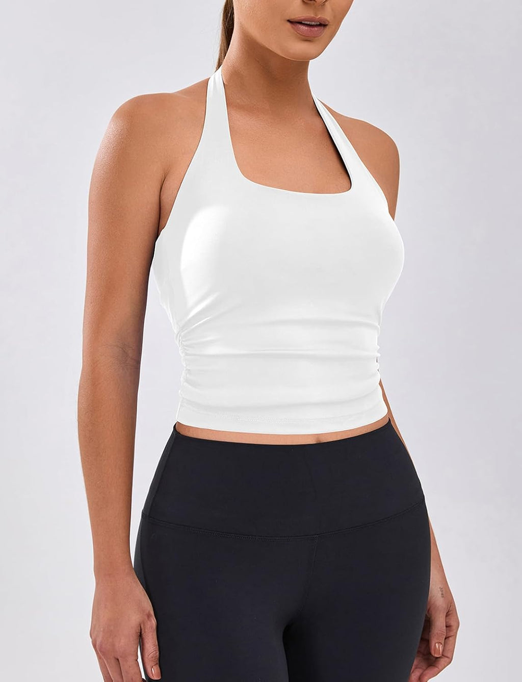 BMJL Womens Halter Top with Built in Bras Buttery Workout Athletic Tank Top