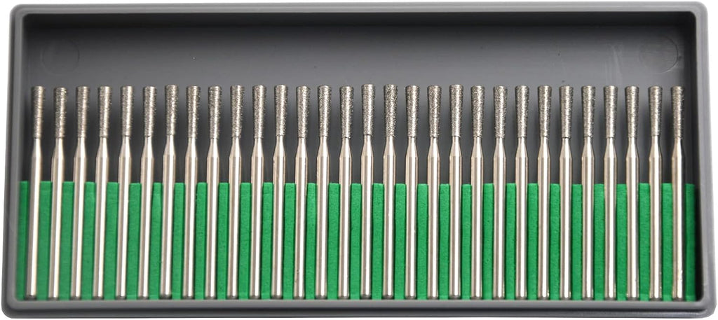 30Pcs 6mm Barrel Head,3mm Shaft,Diamond Stone Abrasive Burs Burr Grit Bits for Rotary Tool Grinding Head Jewelry Lapidary Woodworking (Barrel 6mm)