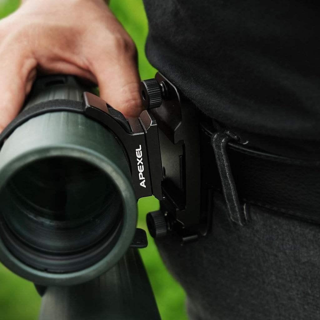 APEXEL Binoculars Backpack Clip with 38mm Quick Release Plate, Attaches to Straps and Belts, CNC Aluminum Binocular Carrying System with 1/4" Screw for Tripod, Binoculars Accessories Also for Cameras