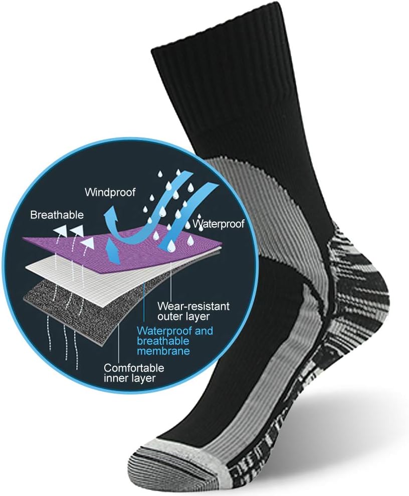 RANDY SUN Waterproof Socks, Unisex Hiking Wading Trail Running Kayaking Crew Socks