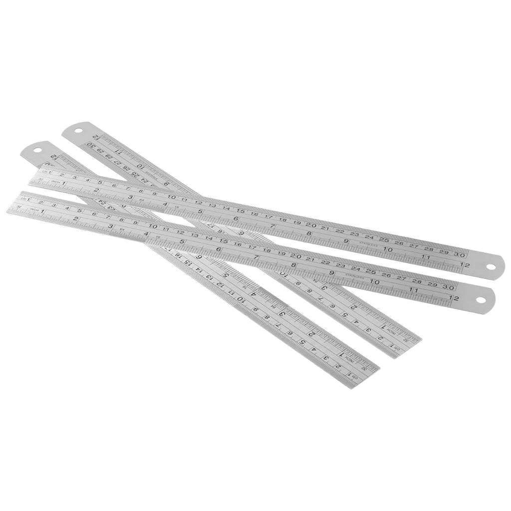 20 Pack 12 Inches Stainless Steel Ruler, Precision Metal Rulers, Straight Edge Ruler for Office, Woodworking, Engineering