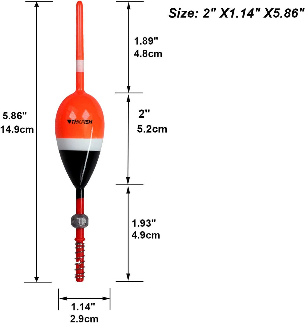 THKFISH Balsa Wood Spring Bobbers with Oval Slip Bobbers, Fishing Floats