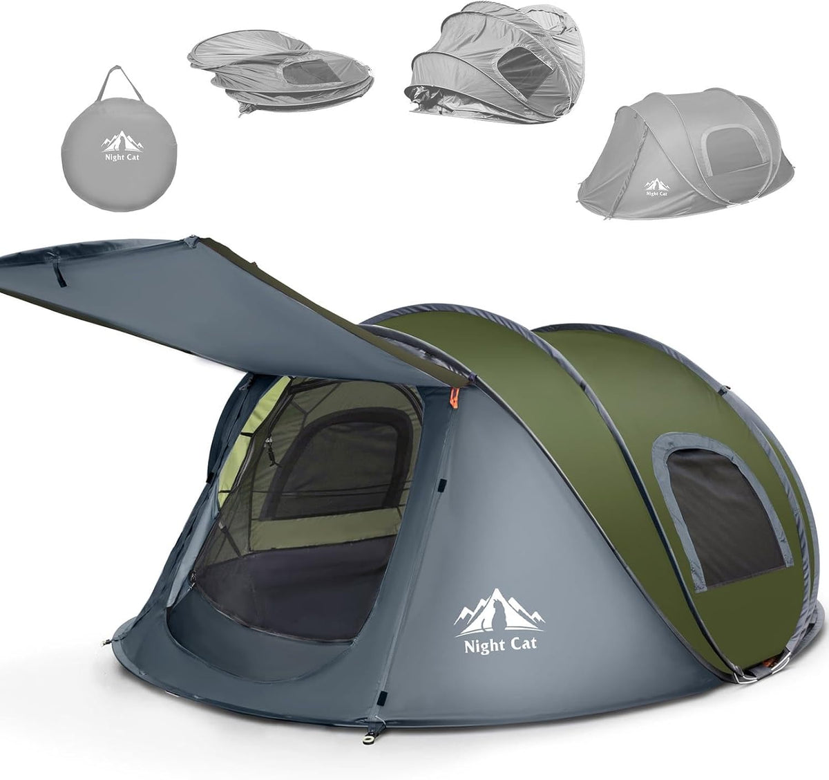 Night Cat Pop Up Camping Tent: 2-4 Person Tents for Camping Double Layers