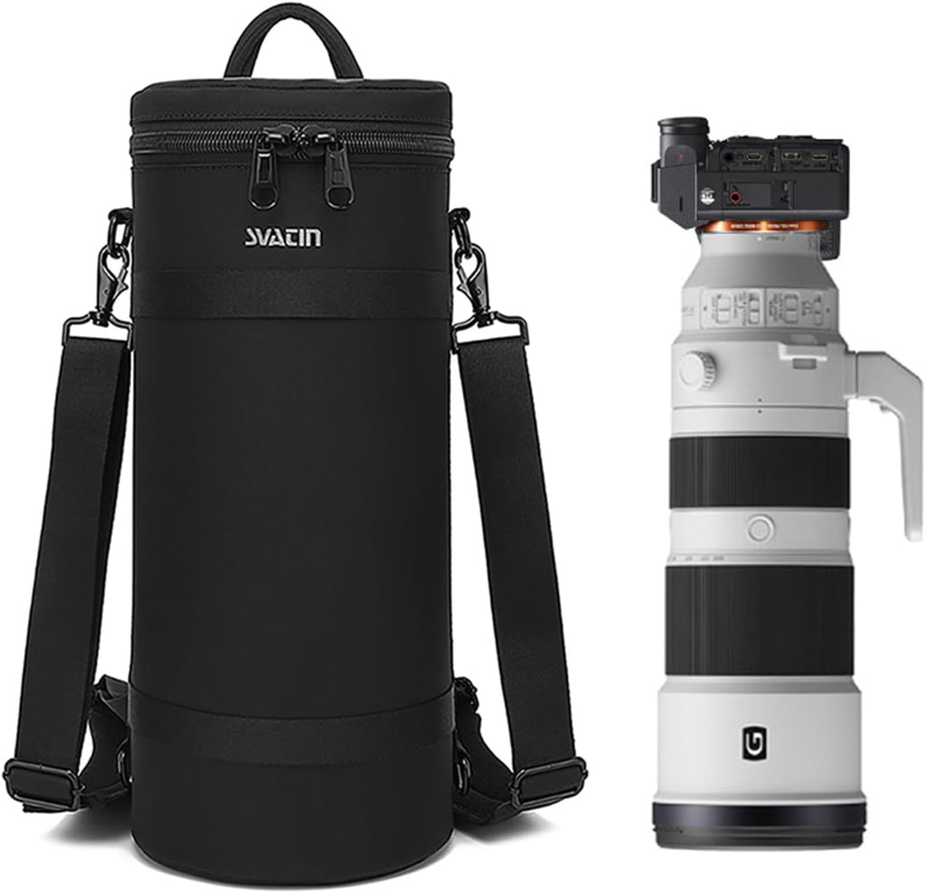 Large Camera Lens Case Bag,Barrel Shaped Shockproof Protective Padded Long Telephoto Lens Backpack Pouch Fits for SONY A7 FE200-600mm F5,6-6.3GOSS/Canon 70-200F2.8