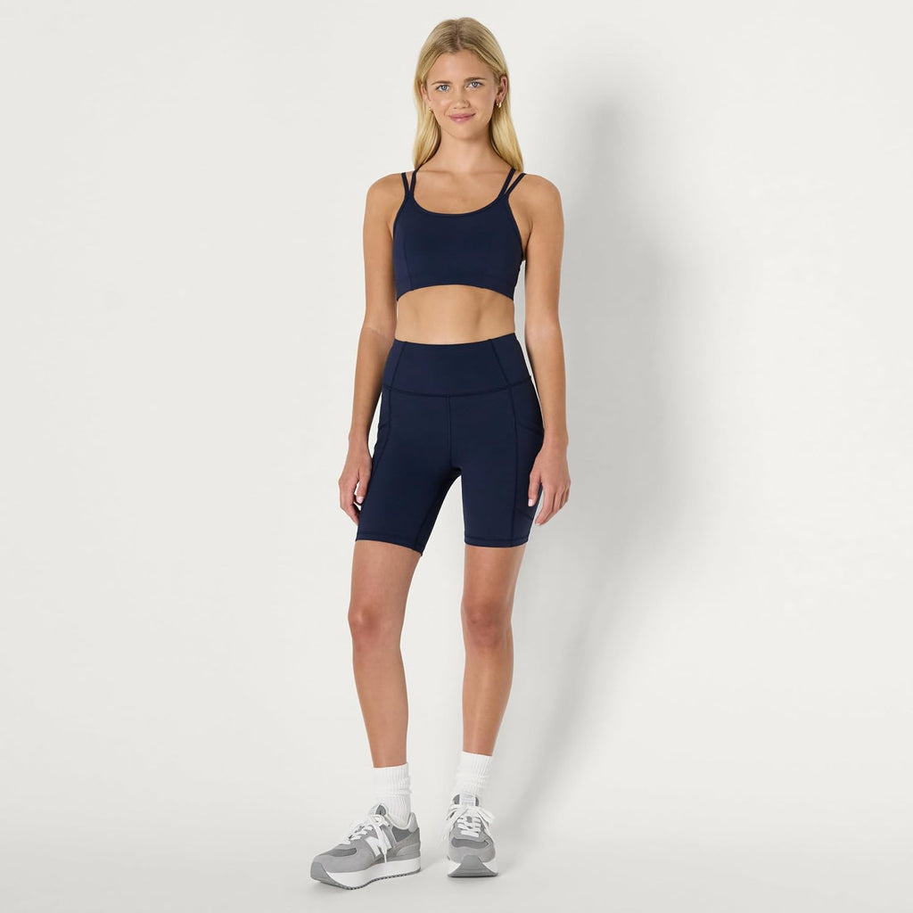 Amazon Essentials Women's Active Total Train High Waist 7" Gym Workout Biker Shorts with Pockets