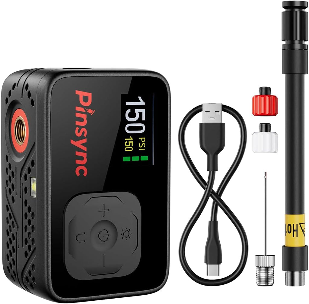 Mini Electric Bike Pump, 150PSI 17S Inflate, Auto Stop