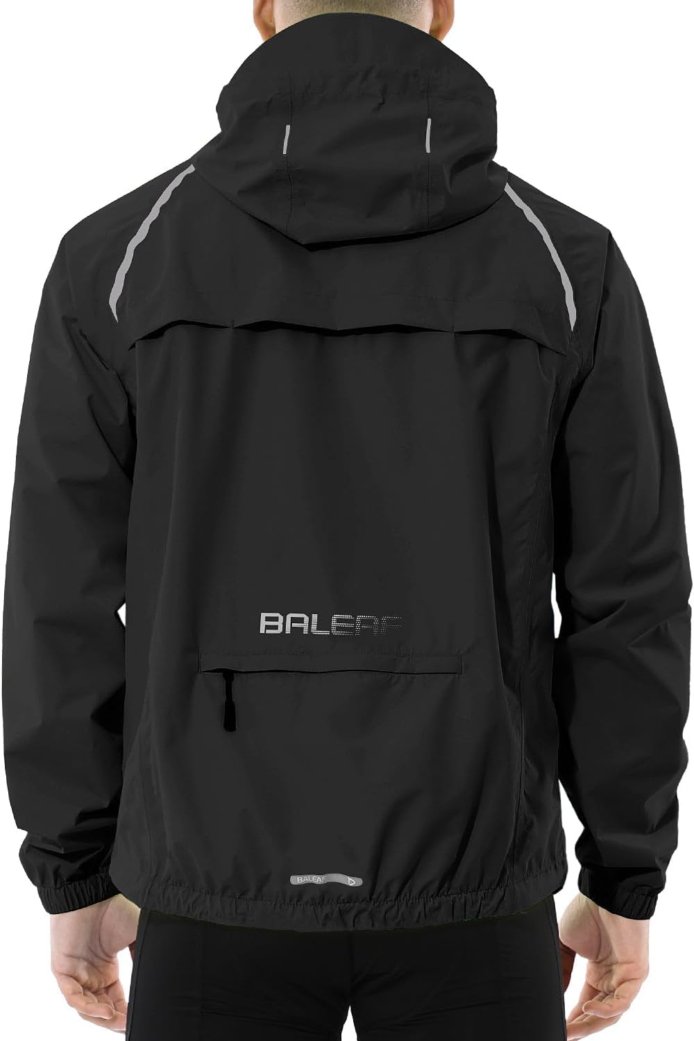 baleaf Men's Rain Jacket Waterproof Hood Lightweight Reflective Packable