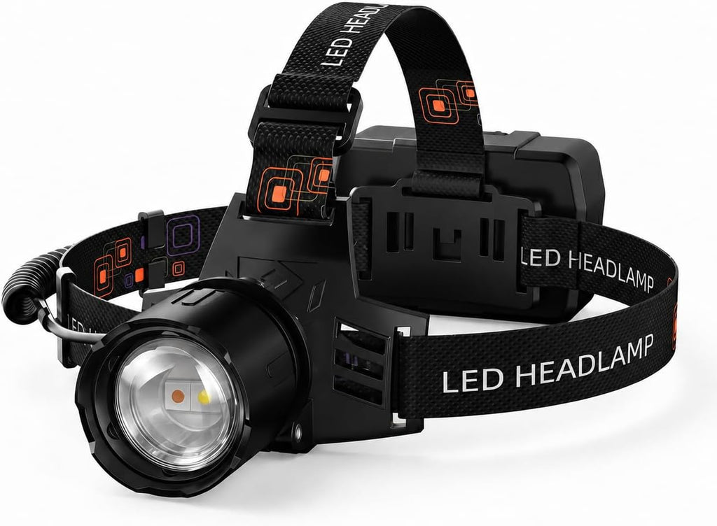 SKYFIRE 3000LM Headlamp for Adults, Motion Sensor, Zoomable Spot-Flood Beam