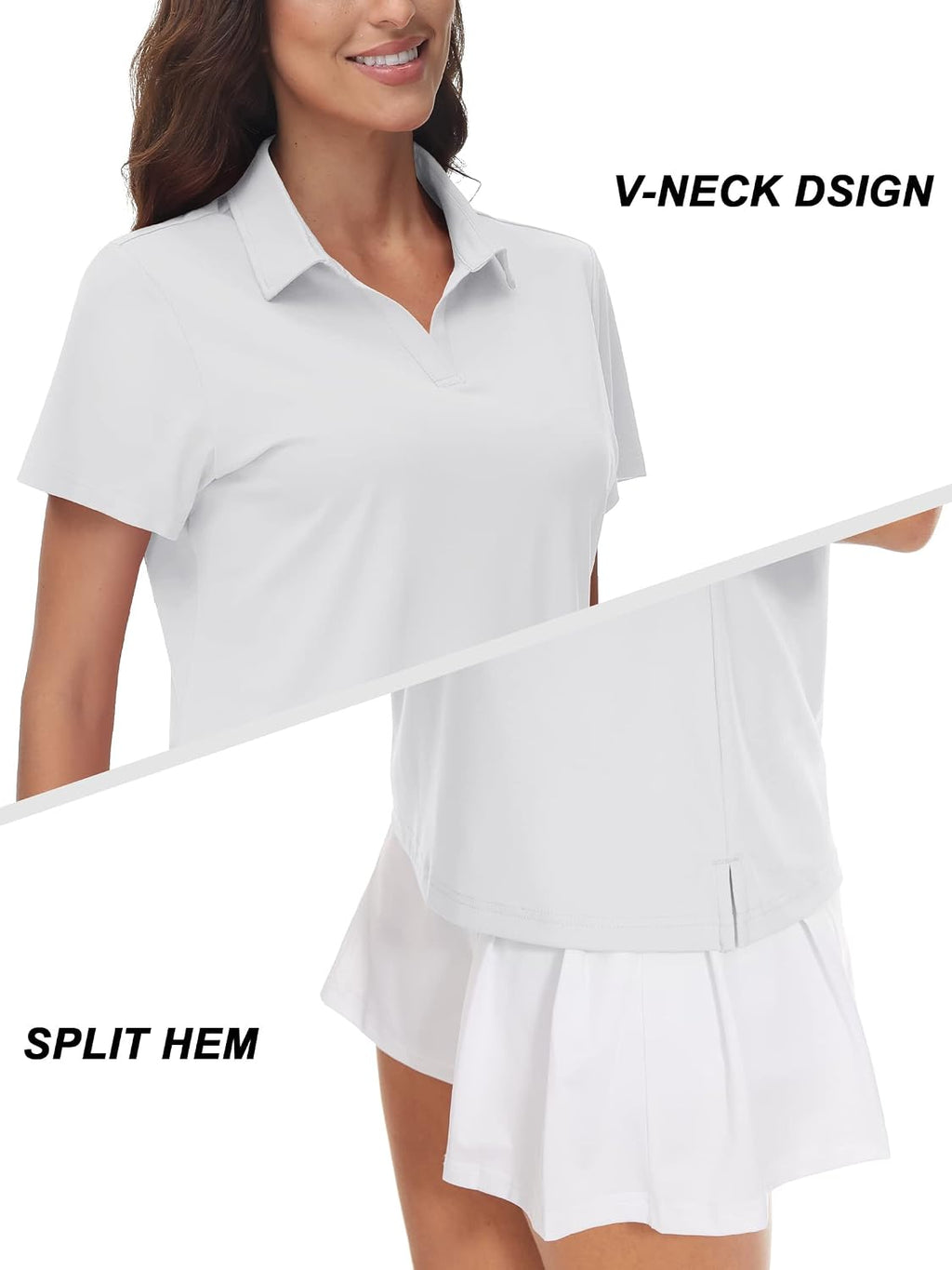 TACVASEN Women's V-Neck Polo Shirts UPF 50+ Short Sleeve Sun Protection Quick Dry Golf Polos Collared Shirt