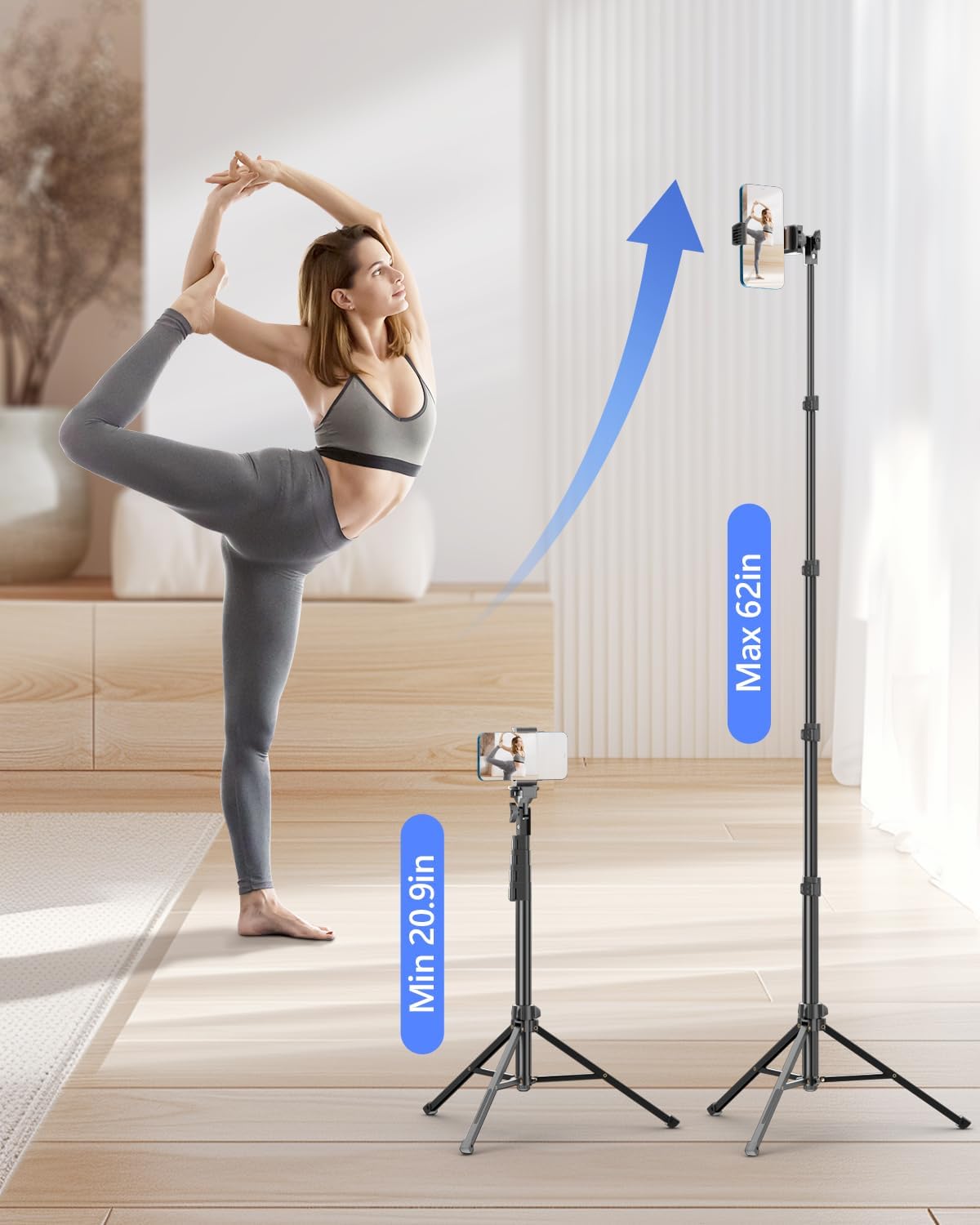 EMART 62’’ Cell Phone Tripod Stand with Remote for iPhone and Android