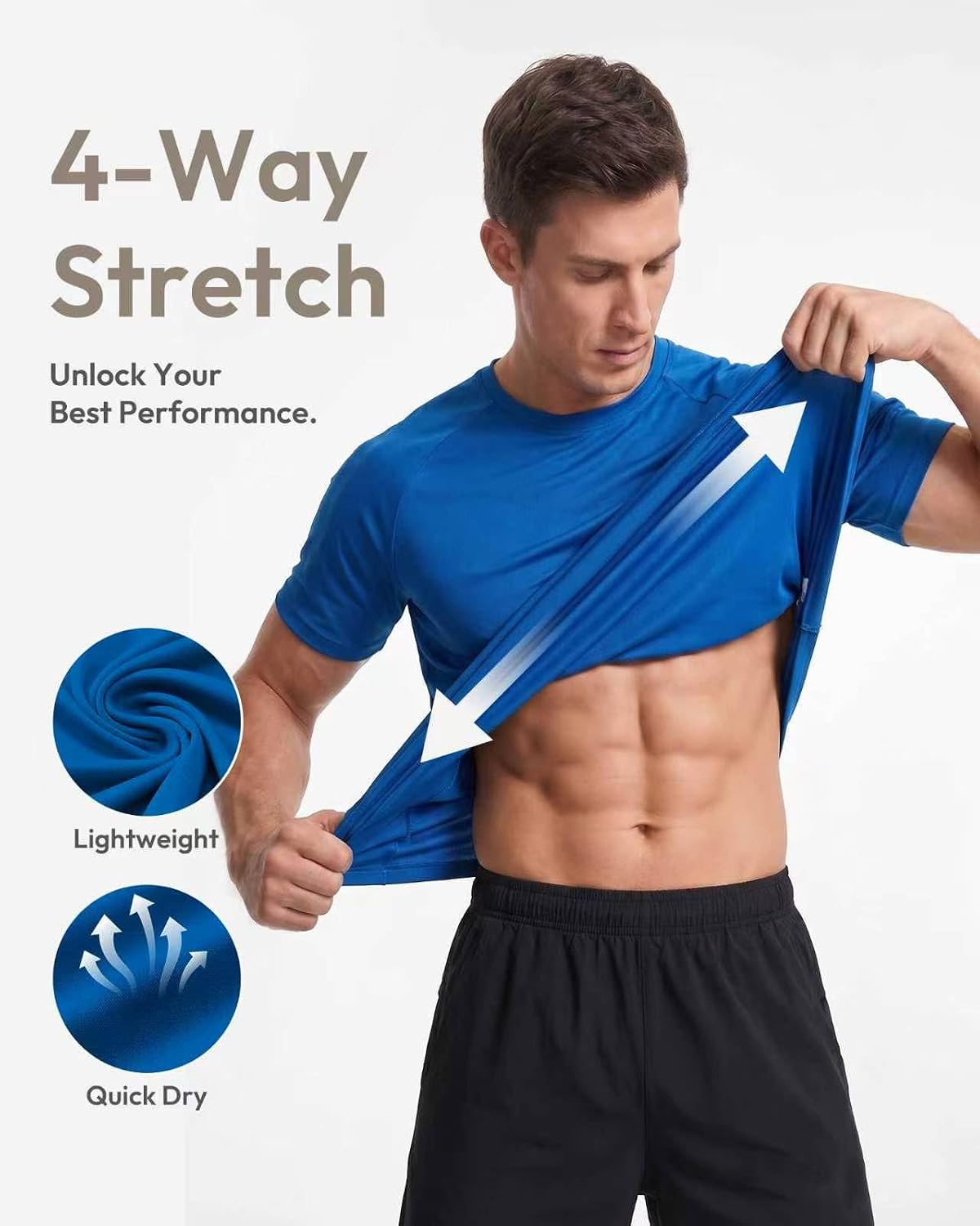 Workout Shirts for Men Short Sleeve Quick Dry Gym T Shirt