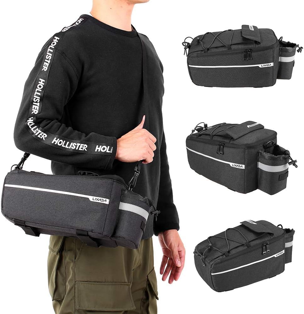 Lixada Bike Panniers Bike Trunk Bag Insulated Bag for Warm/Cool Items, Bicycle Rear Rack Storage Luggage Bicycle Seat Multifunctional Insulated Trunk Cooler Bag Shoulder Bag 11.4 6.3 6.7in