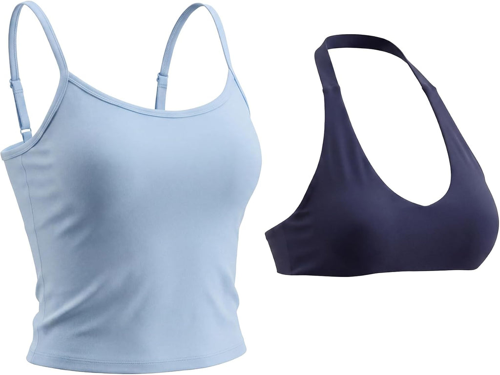 Aoxjox Women's Dual Core Bra & Tank Top Separable 2-Piece Set