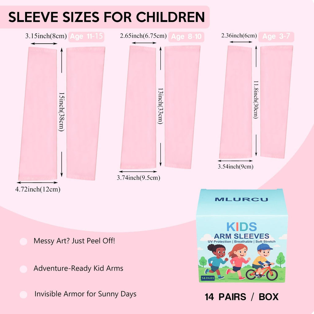 14 Pairs Arm Sleeves for Kids Youth Football Baseball Basketball UV Sun Protection Cooling Arm Sleeves for Boys Girls