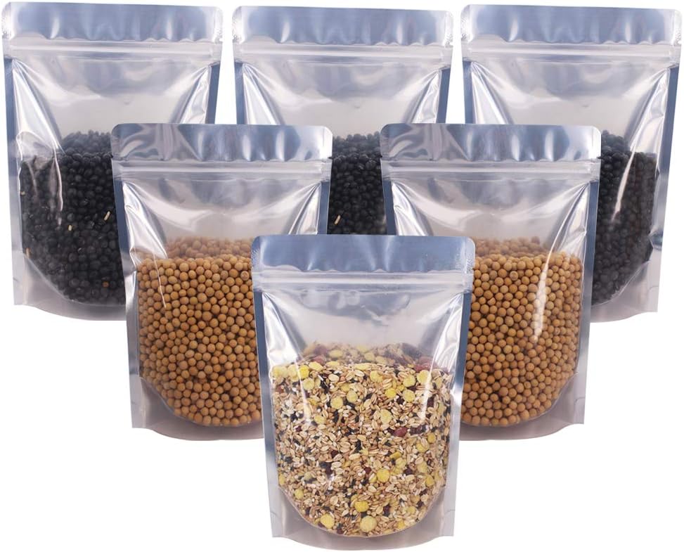 100 Pack 5.5 x 10 Inch Stand Up Pouch Bags Zipper Mylar Bags