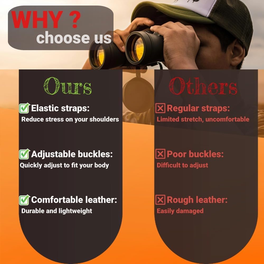 Binocular Harness Strap Best Chest Harness Strap for Hunters Photographers and Golfers (Black)