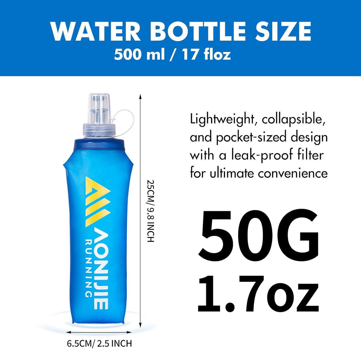 AONIJIE Running Hydration Vest for Men Women 500ml Soft Flask Water Bottle