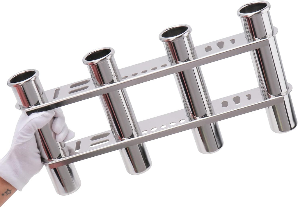 Fishing Rod Holder for Boat, Vertical Wall Mounted Fishing Rod Rack, Stainless Steel Rod Holder for Marine Boat,Fishing Boat, Truck (4 Tubes Upgrade)